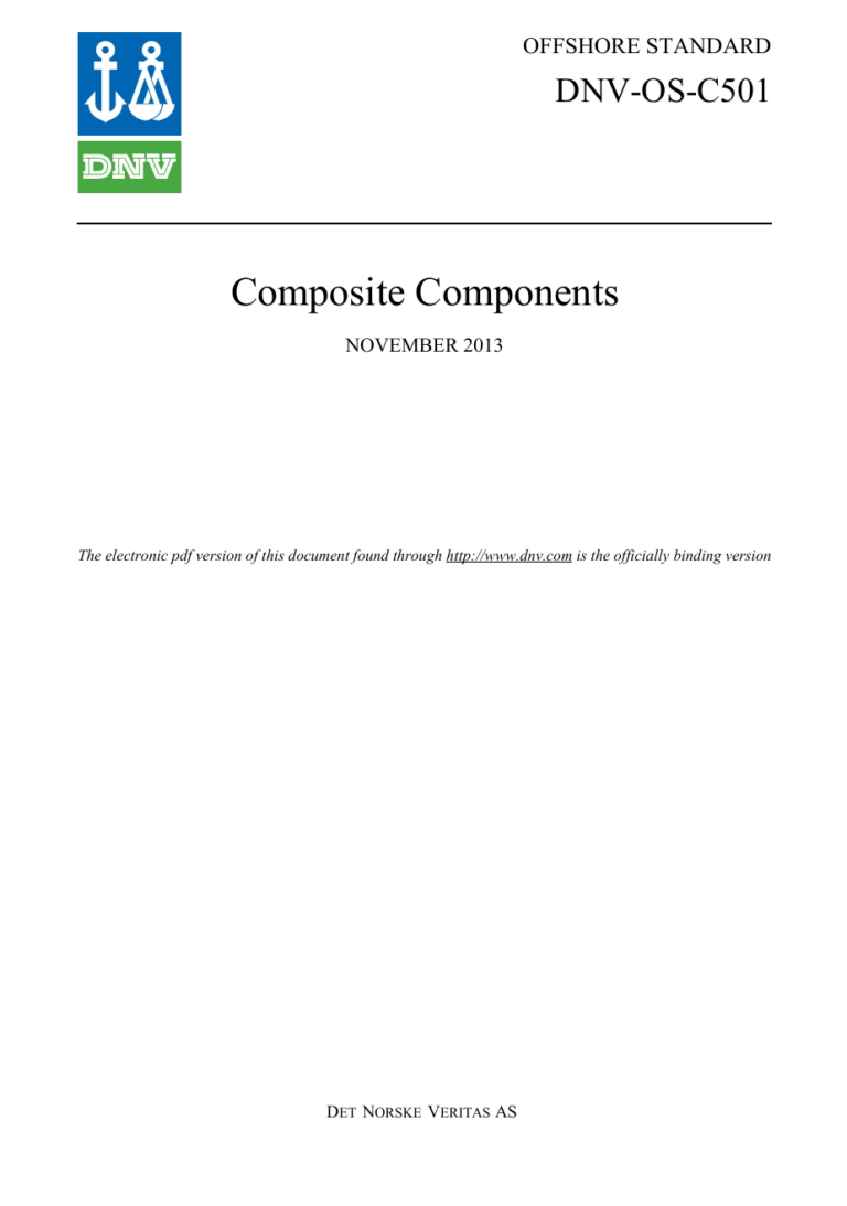 DNV-OS-C501 Composite Components 표지, 2013년 11월 판본