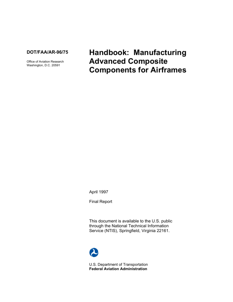 FAA AR-96/75 Handbook Manufacturing Advanced Composite Components for Airframes 표지, 1997년